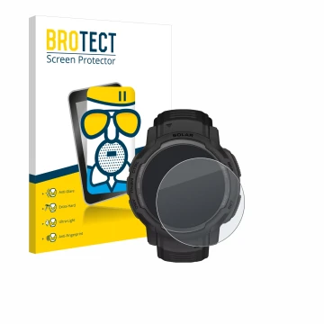 Parte frontale di una confezione del prodotto con il logo del marchio BROTECT. Accanto è raffigurato il dispositivo Garmin Ins