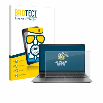 Parte frontale di una confezione del prodotto con il logo del marchio BROTECT. Accanto è raffigurato il dispositivo HP Zbook P