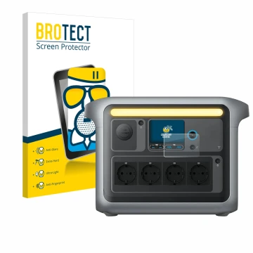 Parte frontale di una confezione del prodotto con il logo del marchio BROTECT. Accanto è raffigurato il dispositivo Anker SOLI