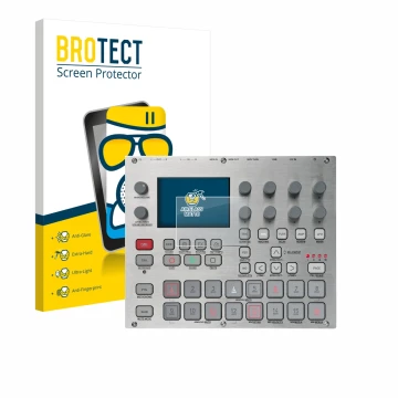 Parte frontale di una confezione del prodotto con il logo del marchio BROTECT. Accanto è raffigurato il dispositivo Elektron S