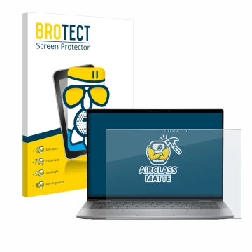 Parte frontale di una confezione del prodotto con il logo del marchio BROTECT. Accanto è raffigurato il dispositivo Dell Latit