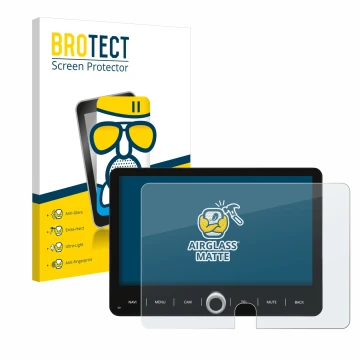 Parte frontale di una confezione del prodotto con il logo del marchio BROTECT. Accanto è raffigurato il dispositivo Dynavin D9