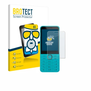 Parte frontale di una confezione del prodotto con il logo del marchio BROTECT. Accanto è raffigurato il dispositivo Nokia 235 