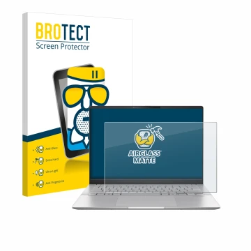 Parte frontale di una confezione del prodotto con il logo del marchio BROTECT. Accanto è raffigurato il dispositivo ASUS Vivob