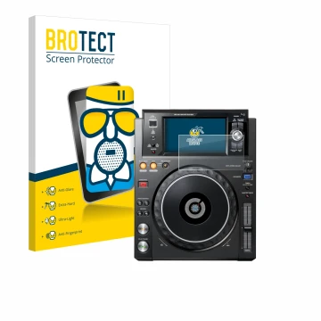 Parte frontale di una confezione del prodotto con il logo del marchio BROTECT. Accanto è raffigurato il dispositivo Pioneer XD