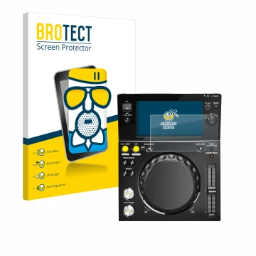 Parte frontale di una confezione del prodotto con il logo del marchio BROTECT. Accanto è raffigurato il dispositivo Pioneer XD