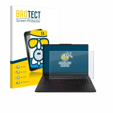 Parte frontale di una confezione del prodotto con il logo del marchio BROTECT. Accanto è raffigurato il dispositivo Lenovo Thi