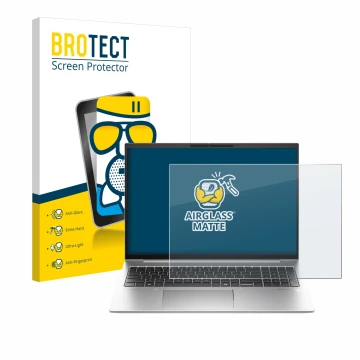 Parte frontale di una confezione del prodotto con il logo del marchio BROTECT. Accanto è raffigurato il dispositivo HP EliteBo