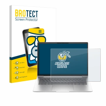 Parte frontale di una confezione del prodotto con il logo del marchio BROTECT. Accanto è raffigurato il dispositivo HP EliteBo