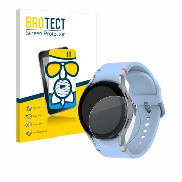 Parte frontale di una confezione del prodotto con il logo del marchio BROTECT. Accanto è raffigurato il dispositivo Samsung Ga