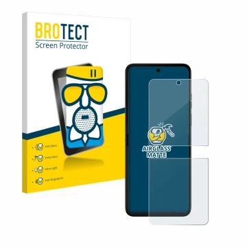 Parte frontale di una confezione del prodotto con il logo del marchio BROTECT. Accanto è raffigurato il dispositivo Motorola R