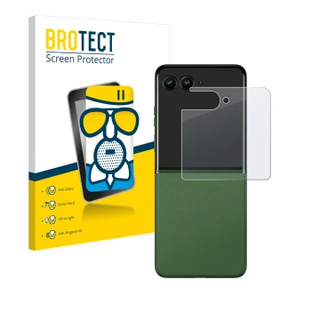Parte frontale di una confezione del prodotto con il logo del marchio BROTECT. Accanto è raffigurato il dispositivo Motorola R