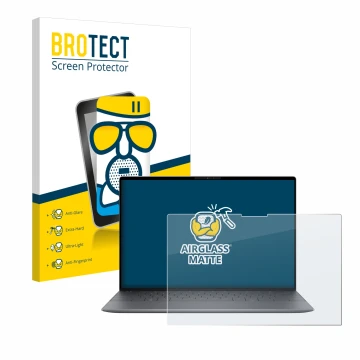 Parte frontale di una confezione del prodotto con il logo del marchio BROTECT. Accanto è raffigurato il dispositivo Dell XPS 1