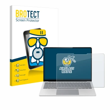 Parte frontale di una confezione del prodotto con il logo del marchio BROTECT. Accanto è raffigurato il dispositivo Microsoft 