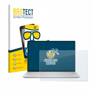 Parte frontale di una confezione del prodotto con il logo del marchio BROTECT. Accanto è raffigurato il dispositivo Dell XPS 1