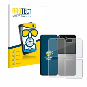 Parte frontale di una confezione del prodotto con il logo del marchio BROTECT. Accanto è raffigurato il dispositivo Samsung Ga