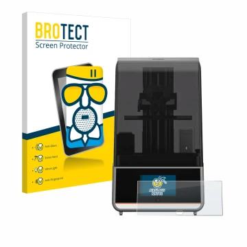 Parte frontale di una confezione del prodotto con il logo del marchio BROTECT. Accanto è raffigurato il dispositivo Anycubic P