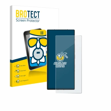 Parte frontale di una confezione del prodotto con il logo del marchio BROTECT. Accanto è raffigurato il dispositivo ZTE Nubia 