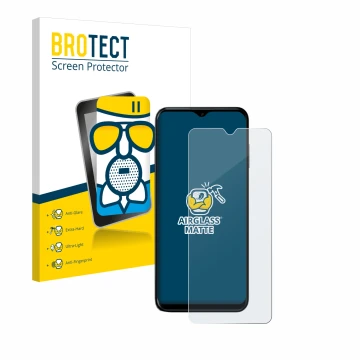 Parte frontale di una confezione del prodotto con il logo del marchio BROTECT. Accanto è raffigurato il dispositivo Nokia G60 