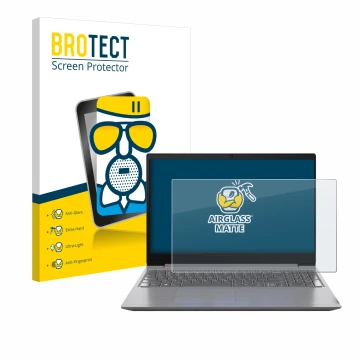 Parte frontale di una confezione del prodotto con il logo del marchio BROTECT. Accanto è raffigurato il dispositivo Lenovo 15.