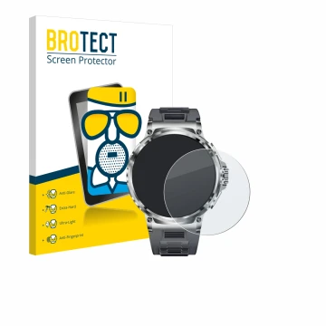Parte frontale di una confezione del prodotto con il logo del marchio BROTECT. Accanto è raffigurato il dispositivo Smartwatch