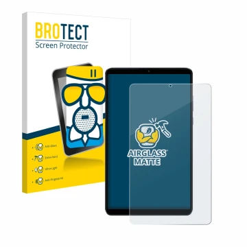 Parte frontale di una confezione del prodotto con il logo del marchio BROTECT. Accanto è raffigurato il dispositivo Xiaomi Red