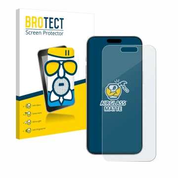 Parte frontale di una confezione del prodotto con il logo del marchio BROTECT. Accanto è raffigurato il dispositivo Apple iPho