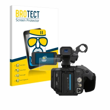 Parte frontale di una confezione del prodotto con il logo del marchio BROTECT. Accanto è raffigurato il dispositivo Sony PXW-Z