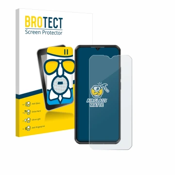 Parte frontale di una confezione del prodotto con il logo del marchio BROTECT. Accanto è raffigurato il dispositivo Oukitel WP