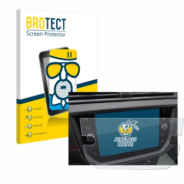 Parte frontale di una confezione del prodotto con il logo del marchio BROTECT. Accanto è raffigurato il dispositivo Seat Arona