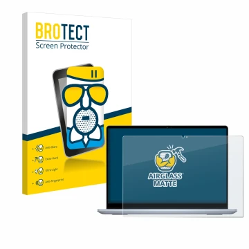 Parte frontale di una confezione del prodotto con il logo del marchio BROTECT. Accanto è raffigurato il dispositivo Dell Inspi