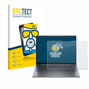 Parte frontale di una confezione del prodotto con il logo del marchio BROTECT. Accanto è raffigurato il dispositivo HP Dragonf