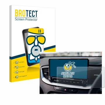 Parte frontale di una confezione del prodotto con il logo del marchio BROTECT. Accanto è raffigurato il dispositivo Kia XCeed 