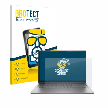 Parte frontale di una confezione del prodotto con il logo del marchio BROTECT. Accanto è raffigurato il dispositivo HP ZBook P