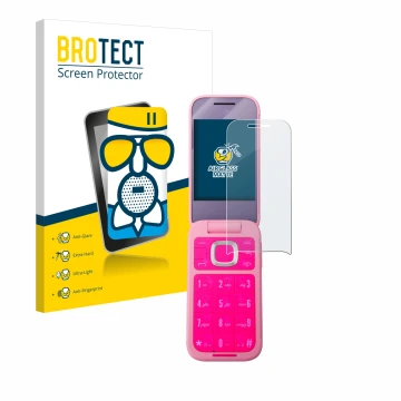 Parte frontale di una confezione del prodotto con il logo del marchio BROTECT. Accanto è raffigurato il dispositivo HMD Barbie