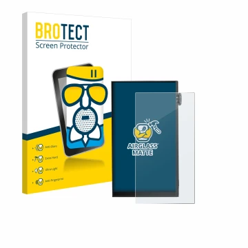 Parte frontale di una confezione del prodotto con il logo del marchio BROTECT. Accanto è raffigurato il dispositivo iBasso DX1