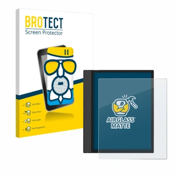 Parte frontale di una confezione del prodotto con il logo del marchio BROTECT. Accanto è raffigurato il dispositivo Boox Note 