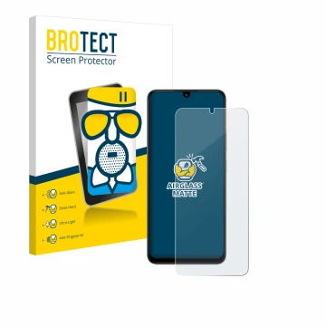 Parte frontale di una confezione del prodotto con il logo del marchio BROTECT. Accanto è raffigurato il dispositivo Xiaomi Poc