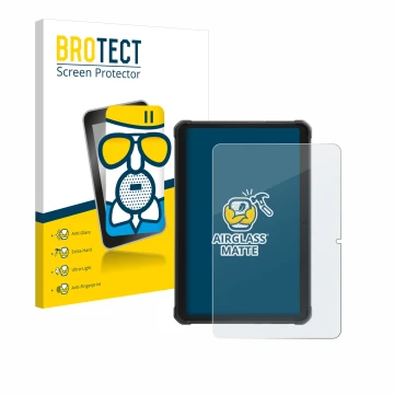 Parte frontale di una confezione del prodotto con il logo del marchio BROTECT. Accanto è raffigurato il dispositivo Hotwav R8 