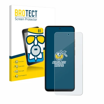 Parte frontale di una confezione del prodotto con il logo del marchio BROTECT. Accanto è raffigurato il dispositivo Motorola M