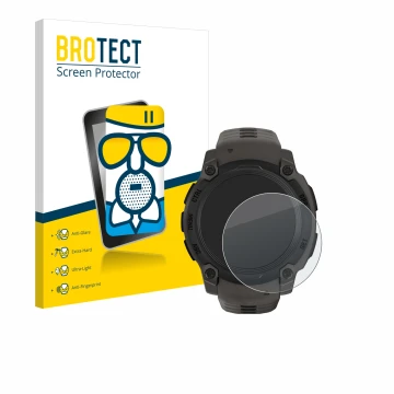 Parte frontale di una confezione del prodotto con il logo del marchio BROTECT. Accanto è raffigurato il dispositivo Garmin Ins