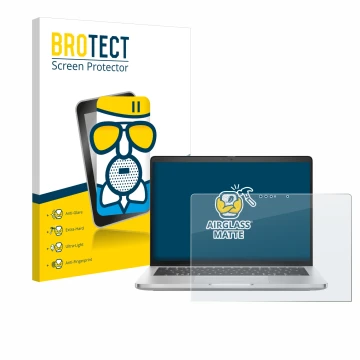 Parte frontale di una confezione del prodotto con il logo del marchio BROTECT. Accanto è raffigurato il dispositivo Dell Pro 1