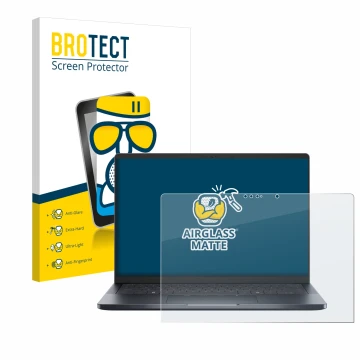 Parte frontale di una confezione del prodotto con il logo del marchio BROTECT. Accanto è raffigurato il dispositivo Dell Pro 1