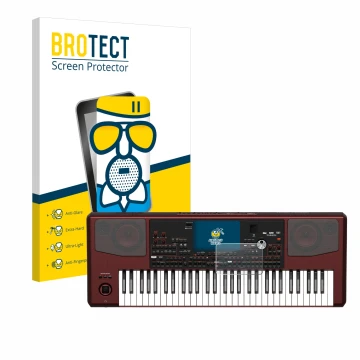 Parte frontale di una confezione del prodotto con il logo del marchio BROTECT. Accanto è raffigurato il dispositivo KORG Pa700
