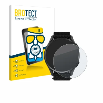 Parte frontale di una confezione del prodotto con il logo del marchio BROTECT. Accanto è raffigurato il dispositivo Garmin App