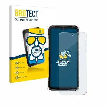 Parte frontale di una confezione del prodotto con il logo del marchio BROTECT. Accanto è raffigurato il dispositivo Doogee S11