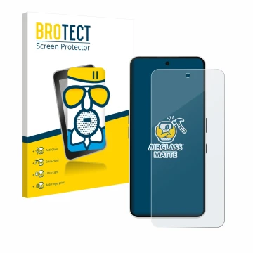 Parte frontale di una confezione del prodotto con il logo del marchio BROTECT. Accanto è raffigurato il dispositivo Nothing Ph