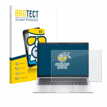 Parte frontale di una confezione del prodotto con il logo del marchio BROTECT. Accanto è raffigurato il dispositivo HP EliteBo