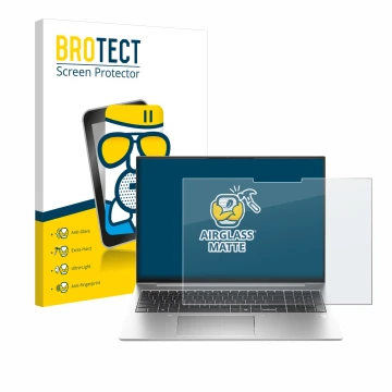 Parte frontale di una confezione del prodotto con il logo del marchio BROTECT. Accanto è raffigurato il dispositivo HP EliteBo