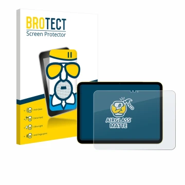 Parte frontale di una confezione del prodotto con il logo del marchio BROTECT. Accanto è raffigurato il dispositivo Apple iPad